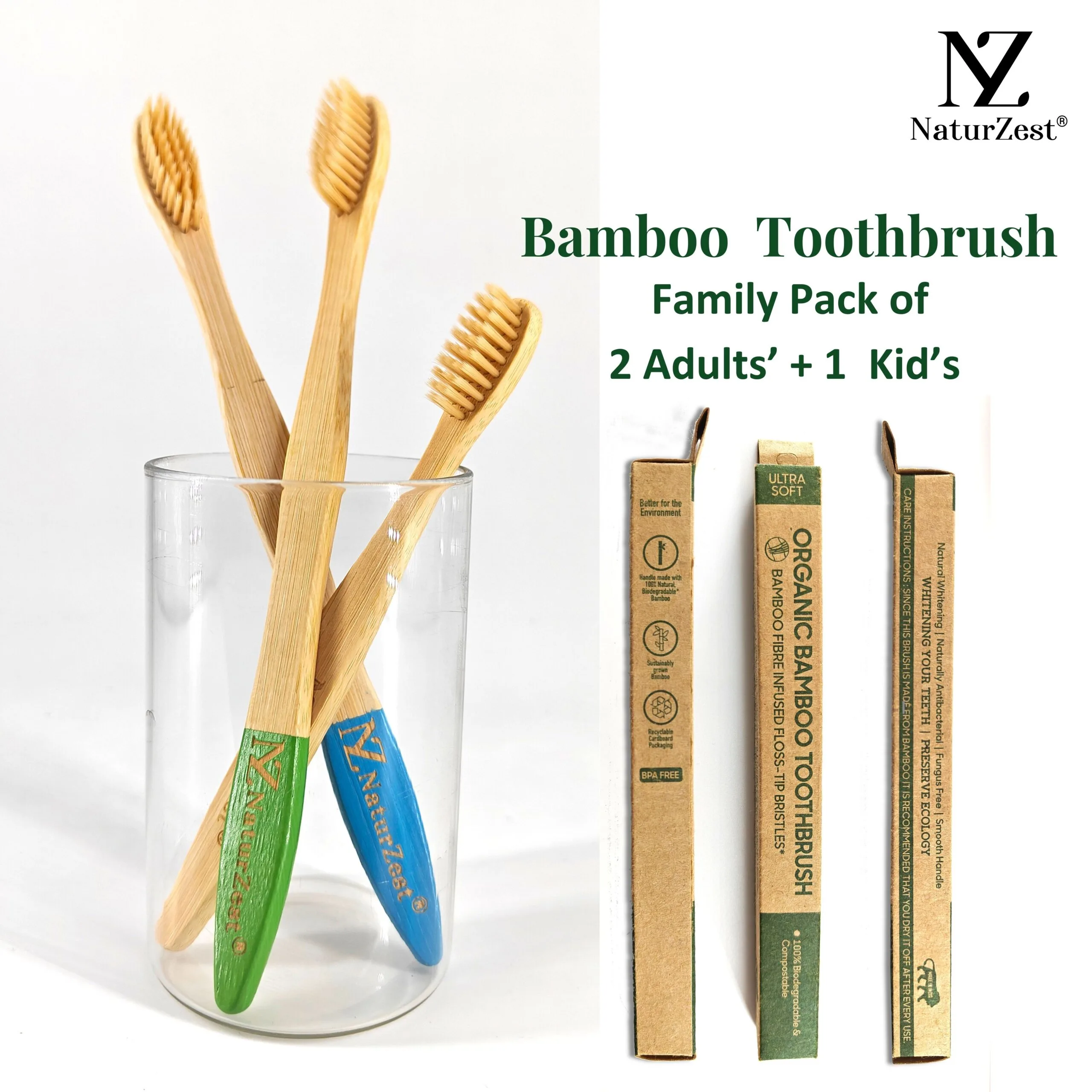 Sustainable Bamboo Toothbrush Family Pack